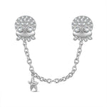 Sterling Silver Sparkling Octopus Safety Chain In White Gold Plated