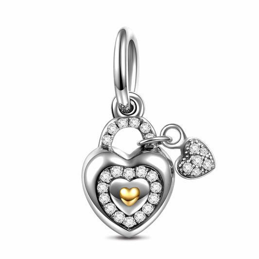 gona- Sterling Silver Simple Love Dangle Charms In White Gold Plated