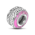 Sterling Silver Creamy Macaron Spcer Charms With Enamel In White Gold Plated