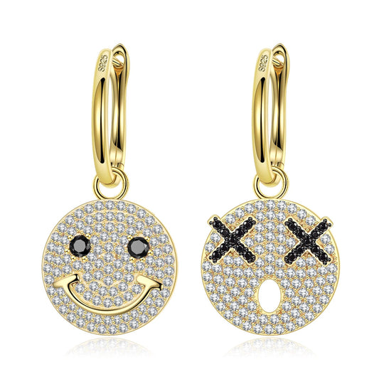 gona- Sterling Silver Funny Emoji Earrings In 14K Gold Plated