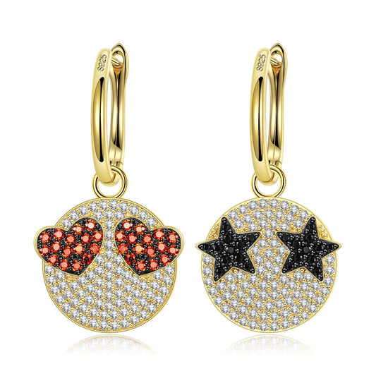 gona- Sterling Silver Funny Emoji Earrings In 14K Gold Plated