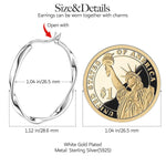 Sterling Silver M Size Classic Hoop Earrings In White Gold Plated