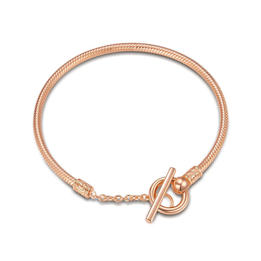 gona- Universal Snake Chain Tarnish-resistant Silver Bracelet In Rose Gold Plated