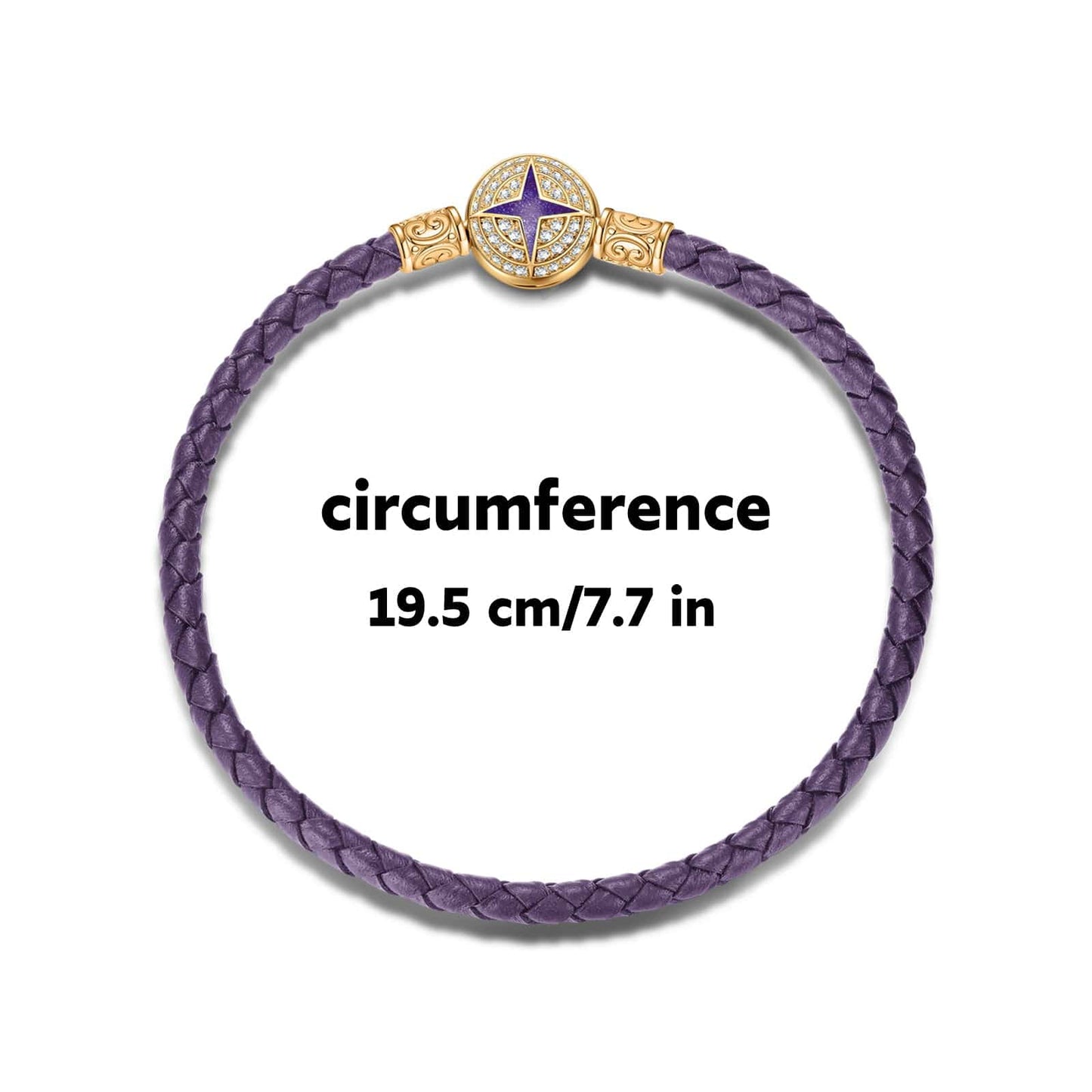 Universal Polaris Purple Leather Bracelet Tarnish-resistant Silver Bracelet With Enamel In 14K Gold Plated