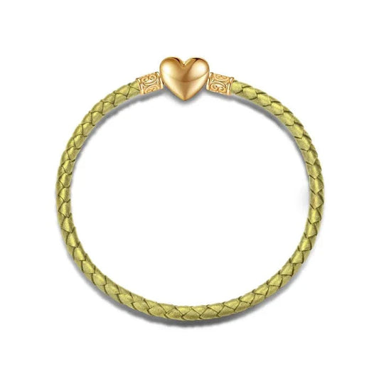 gona- Heart Yellow Leather Bracelet Tarnish-resistant Silver Bracelet In 14K Gold Plated