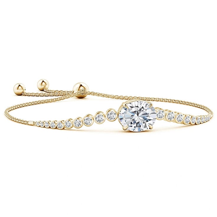 Bolo Bracelet - 1.15 Carat 14K Yellow Gold with a Oval Brillant Cut Lab-Grown Diamond