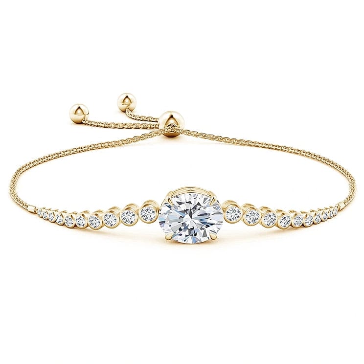 Bolo Bracelet - 1.15 Carat 14K Yellow Gold with a Oval Brillant Cut Lab-Grown Diamond