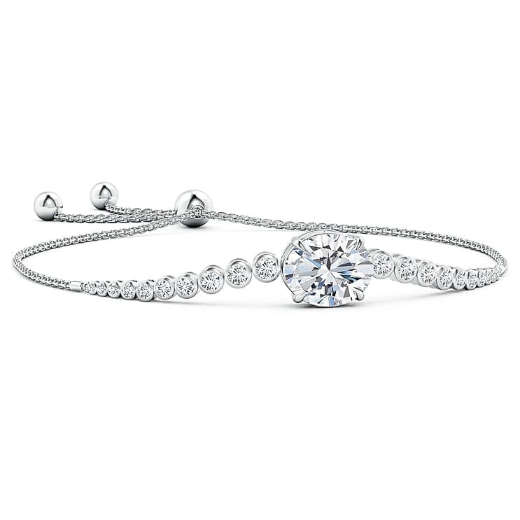 Bolo Bracelet - 1.15 Carat 14K White Gold with a Oval Brillant Cut Lab-Grown Diamond