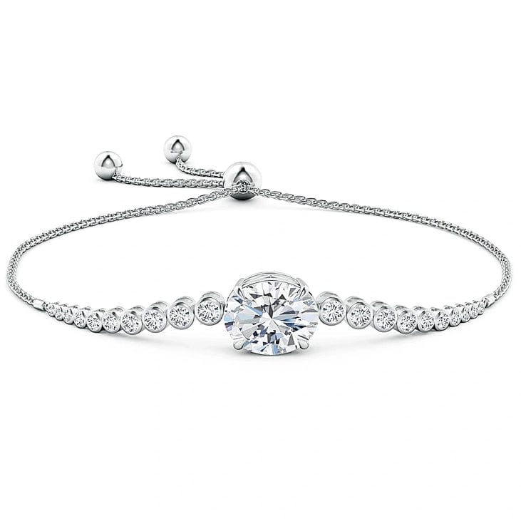 Bolo Bracelet - 1.15 Carat 14K White Gold with a Oval Brillant Cut Lab-Grown Diamond