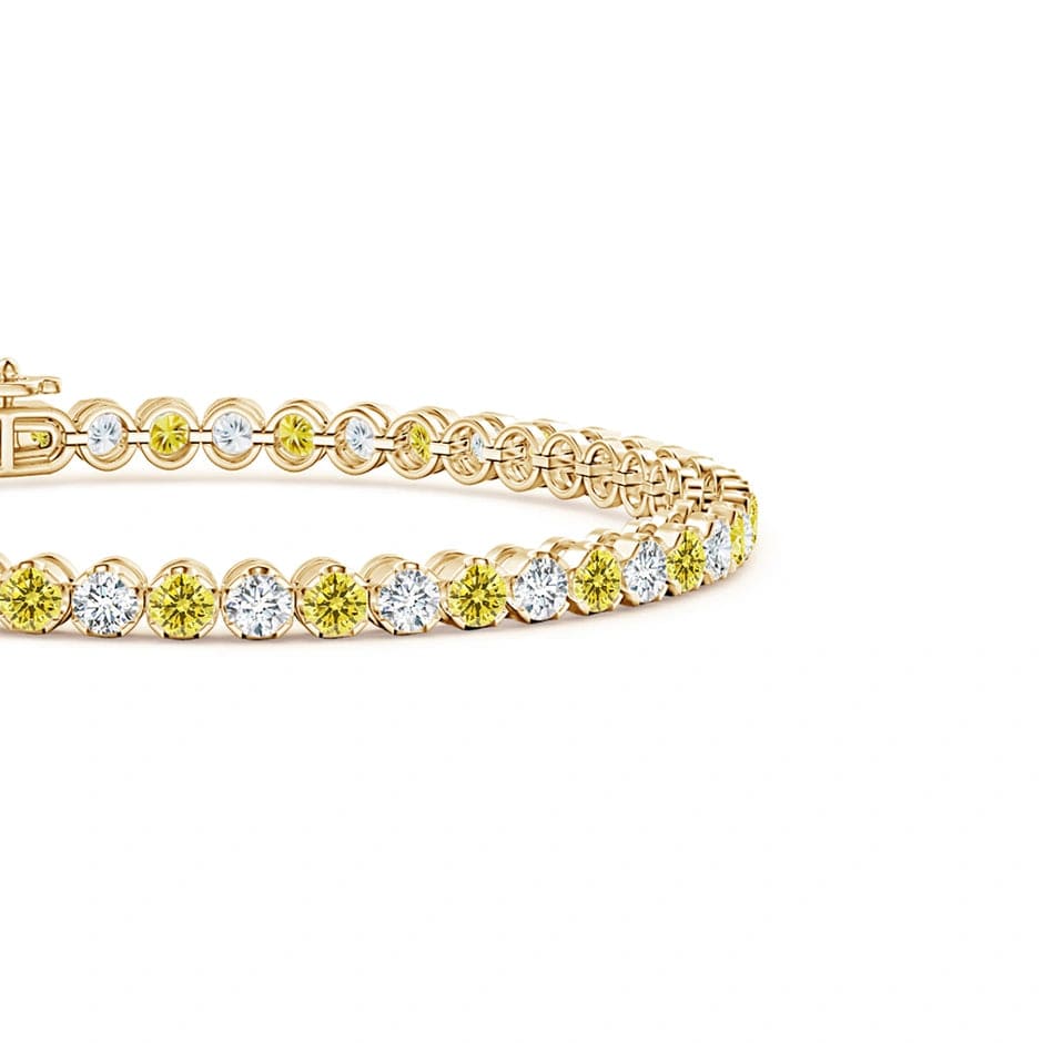 Tennis Bracelet - 5.04 Carat 14K Yellow Gold with Fancy Intense Yellow and Round Brillant Cut Lab-Grown Diamond