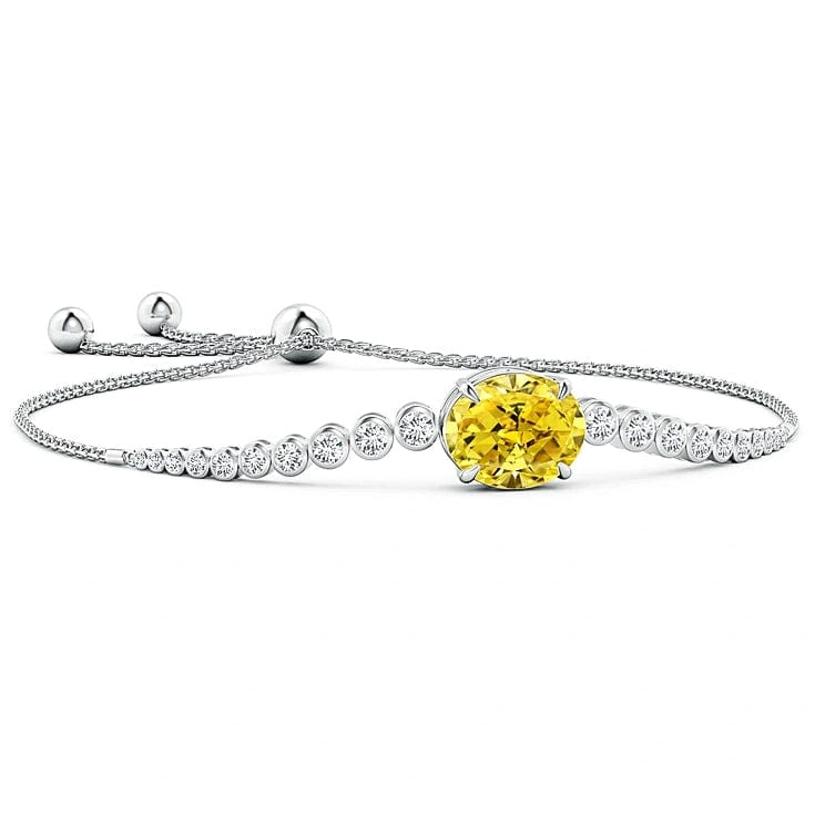 Bolo Bracelet - 1.15 Carat 14K White Gold with a Fancy Intense Yellow Oval Brillant Cut Lab-Grown Diamond