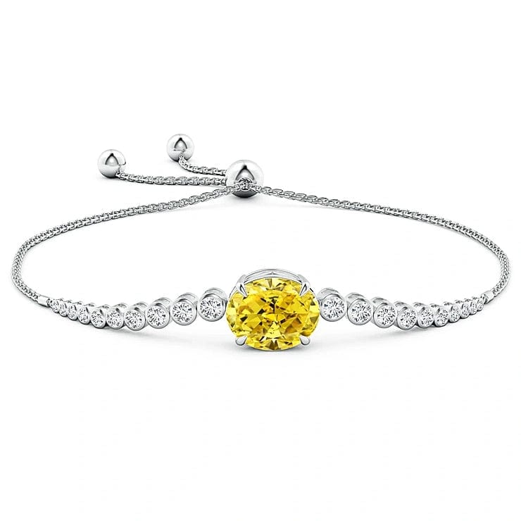 Bolo Bracelet - 1.15 Carat 14K White Gold with a Fancy Intense Yellow Oval Brillant Cut Lab-Grown Diamond