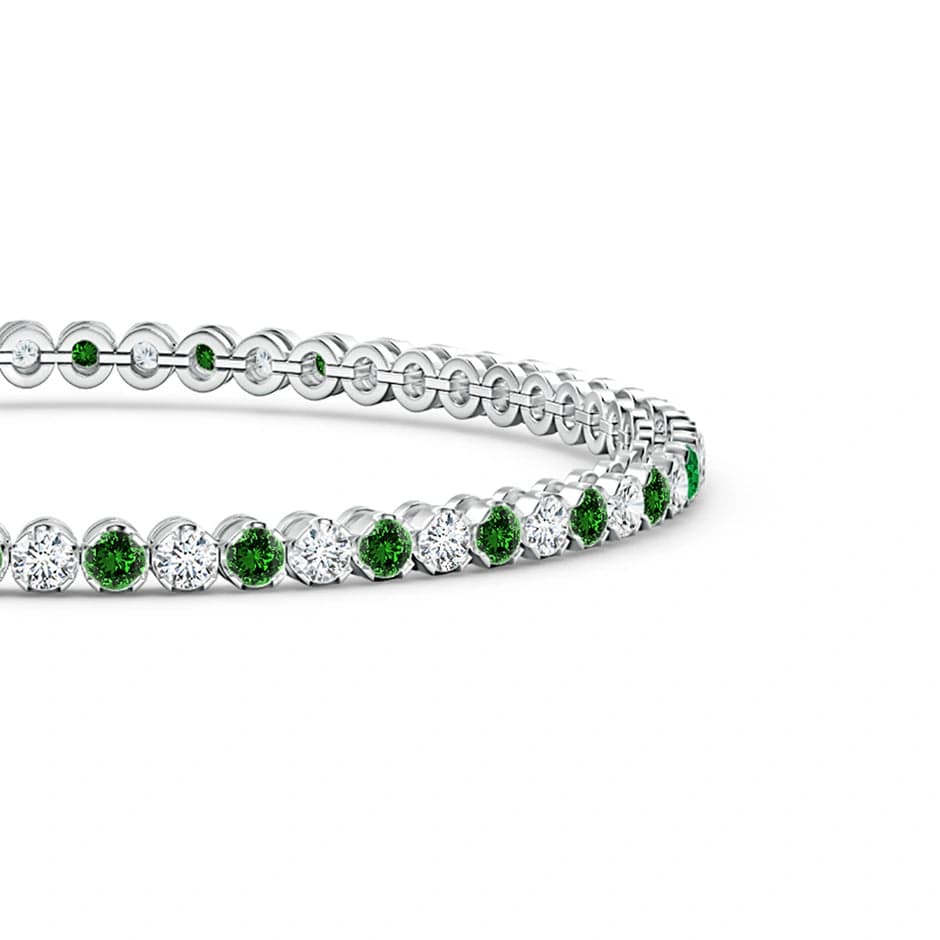 Tennis Bracelet - 3.40 Carat 14K White Gold with Vivid Green and Round Brillant Cut Lab-Grown Diamond