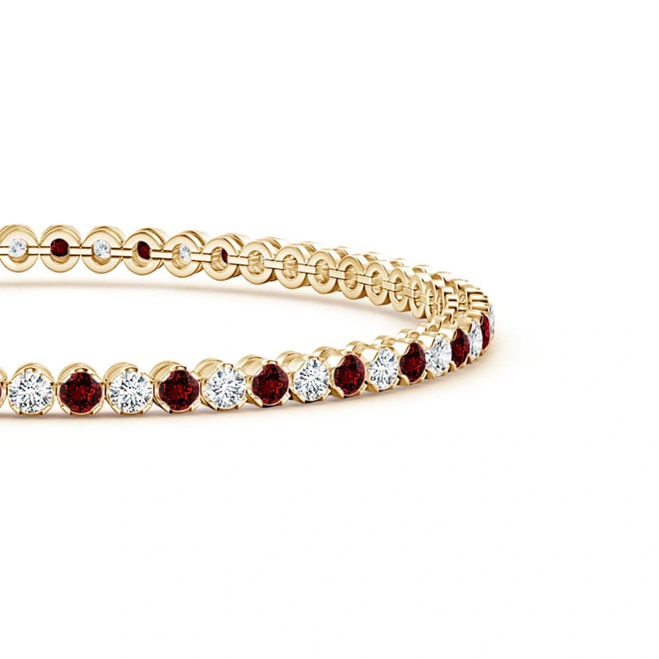 Tennis Bracelet - 3.54 Carat 14K Yellow Gold with Vivid Red and Round Brillant Cut Lab-Grown Diamond