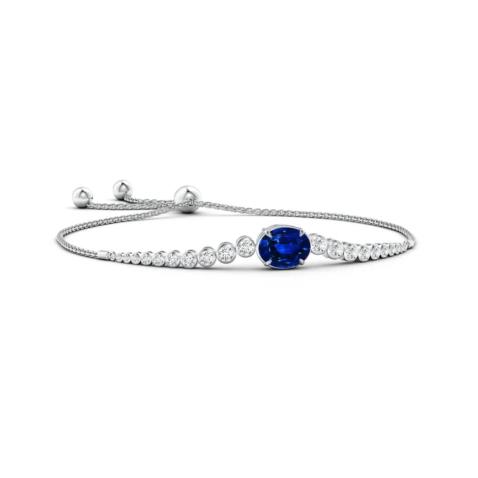 Lab-Grown Oval Brilliant Cut Sapphire - Bolo Bracelet 14K White Gold