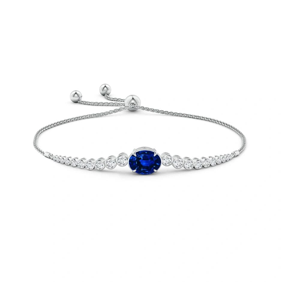 Lab-Grown Oval Brilliant Cut Sapphire - Bolo Bracelet 14K White Gold