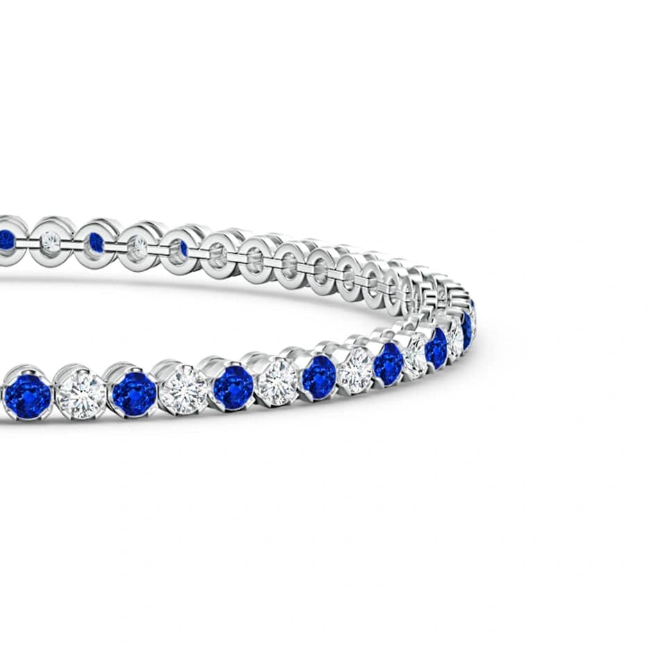 Tennis Bracelet - 3.40 Carat 14K White Gold with Vivid Blue and Round Brillant Cut Lab-Grown Diamond