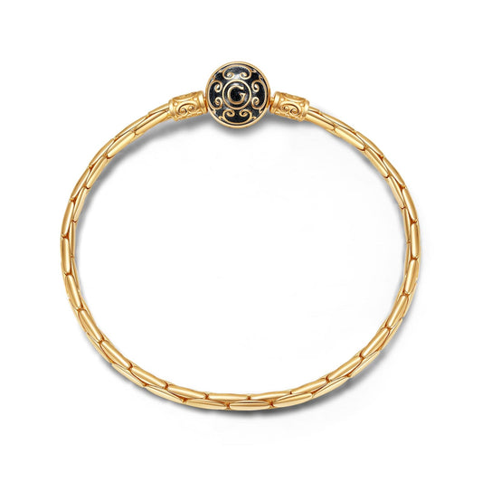 gona- Sterling Silver Bamboo Chain Bracelet With Enamel In 14K Gold Plated