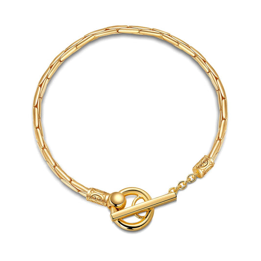 gona- Sterling Silver Bamboo Chain Bracelet In 14K Gold Plated