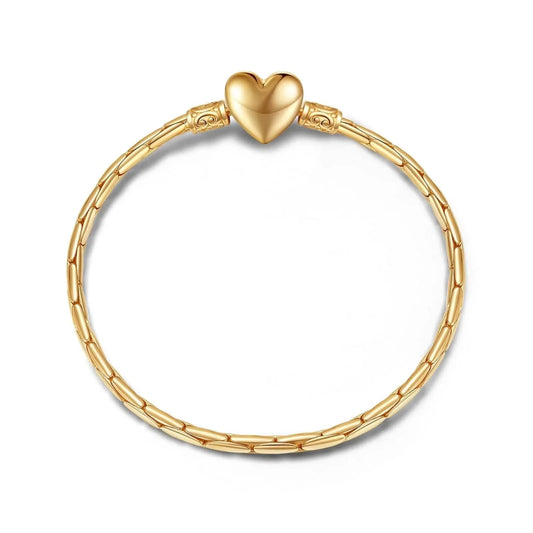 gona- Sterling Silver Heart Bamboo Chain Bracelet In 14 Gold Plated