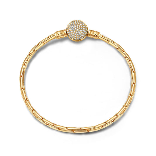 gona- Sterling Silver Classic Bamboo Chain Bracelet In 14K Gold Plated