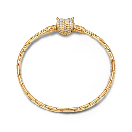 gona- Sterling Silver Devil Bamboo Chain Bracelet In 14K Gold Plated