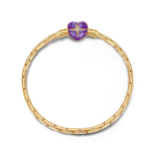 gona- Sterling Silver Aurora Borealis Bamboo Chain Bracelet With Enamel In 14K Gold Plated