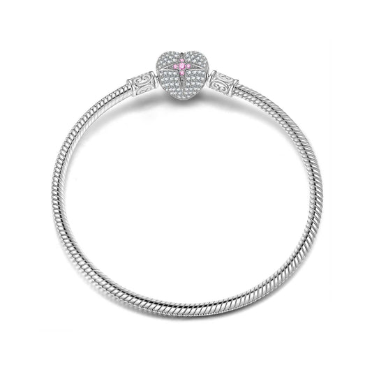 gona- Sterling Silver Aurora Borealis Snake Chain Bracelet With Enamel In White Gold Plated
