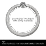 Sterling Silver Rectangular Charms Bracelet Flat Snake Chain Bracelet In White Gold Plated