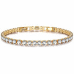 Sterling Silver 4mm Zirconia Classic Tennis Bracelet with Extender Chain In 14K Gold Plated