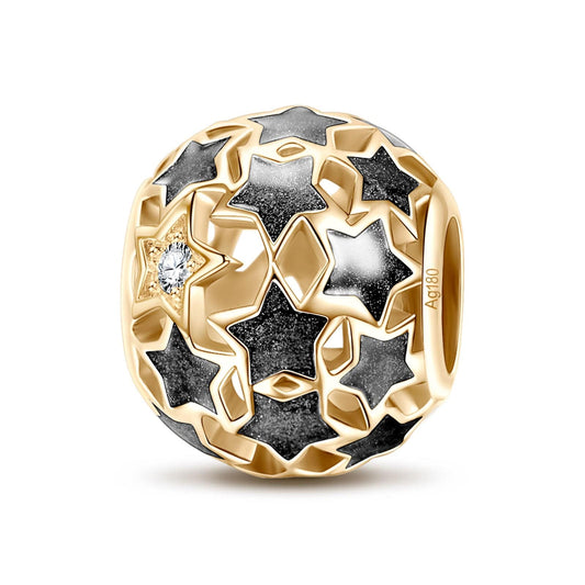gona- Romantic Starry Tarnish-resistant Silver Charms With Enamel In 14K Gold Plated