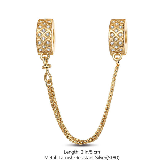 gona- Heart Tarnish-resistant Silver Universal Safety Chain In 14K Gold Plated