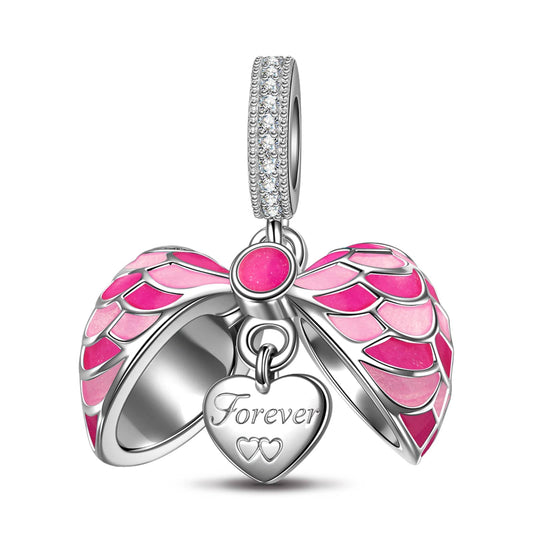 gona- Barbiecore Surprising Love Tarnish-resistant Silver Dangle Charms With Enamel In White Gold Plated