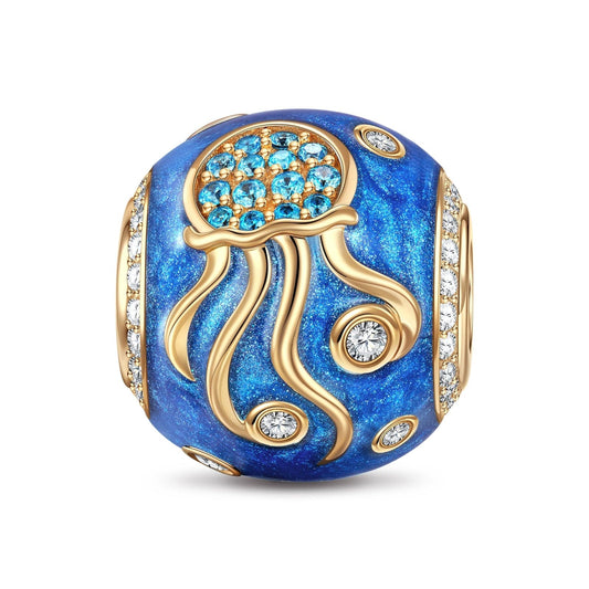 gona- Jellyfish Tarnish-resistant Silver Charms With Enamel In 14K Gold Plated
