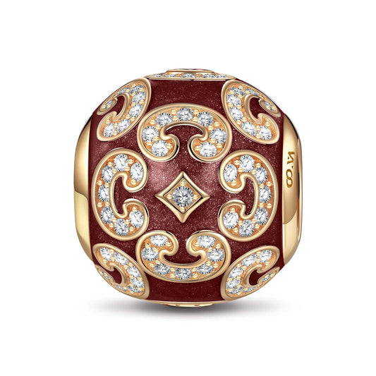 gona- Burgundy Versailles Ball Tarnish-resistant Silver Charms With Enamel In 14K Gold Plated