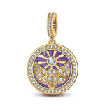 Mulberry Purple St. Beetle's Light Tarnish-resistant Silver Dangle Charms With Enamel In 14K Gold Plated