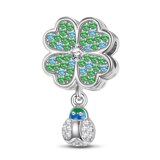 gona- Encounter With Clover Tarnish-resistant Silver Dangle Charms In White Gold Plated