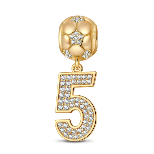 gona- Number Five Tarnish-resistant Silver Dangle Charms In 14K Gold Plated