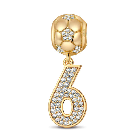 gona- Number Six Tarnish-resistant Silver Dangle Charms In 14K Gold Plated