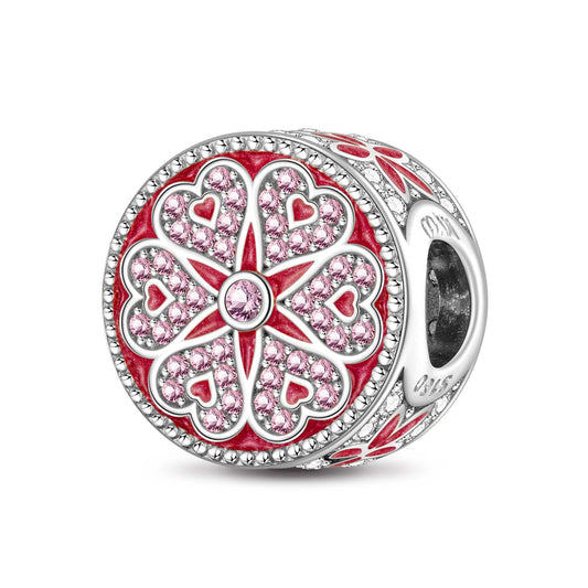 gona- Prosperous Flowers Tarnish-resistant Silver Charms With Enamel In White Gold Plated