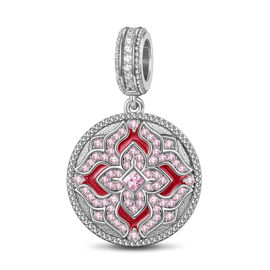 gona- Scarlet Orange Light Tarnish-resistant Silver Dangle Charms With Enamel In White Gold Plated