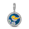Spring Chanting Tarnish-resistant Silver Dangle Charms With Enamel In White Gold Plated