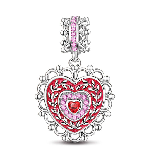 gona- Crowned With Love Tarnish-resistant Silver Dangle Charms With Enamel In White Gold Plated