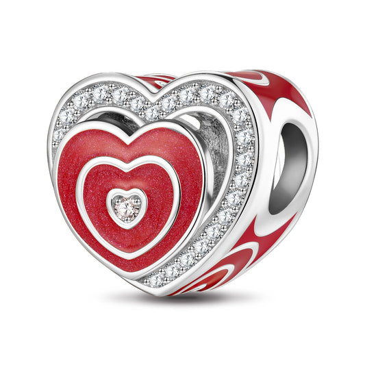 gona- Heart To Heart Tarnish-resistant Silver Charms With Enamel In White Gold Plated