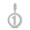 Number One Tarnish-resistant Silver Dangle Charms In White Gold Plated