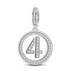 Number Four Tarnish-resistant Silver Dangle Charms In White Gold Plated