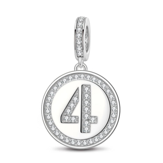 gona- Number Four Tarnish-resistant Silver Dangle Charms In White Gold Plated