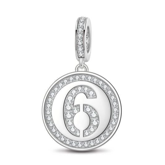 gona- Number Six Tarnish-resistant Silver Dangle Charms In White Gold Plated