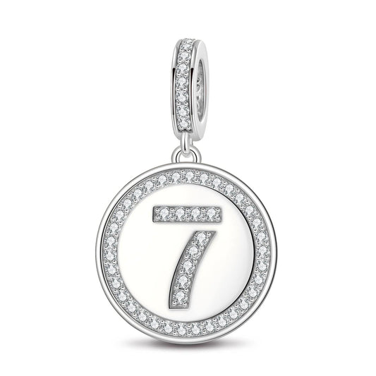 gona- Number Seven Tarnish-resistant Silver Dangle Charms In White Gold Plated
