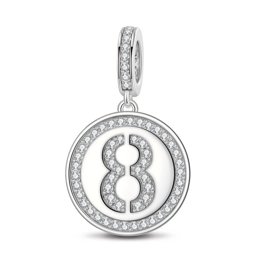 gona- Number Eight Tarnish-resistant Silver Dangle Charms In White Gold Plated